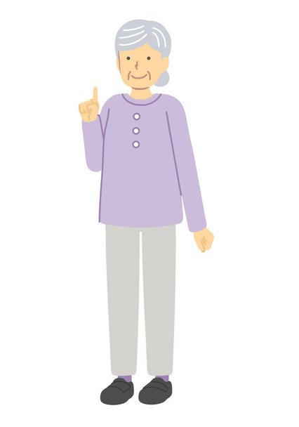 One-point senior woman wearing purple clothes - Vector, Image