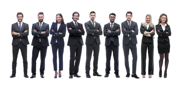группа молодых успешных предпринимателей, стоящих в ряд - Фото, изображение