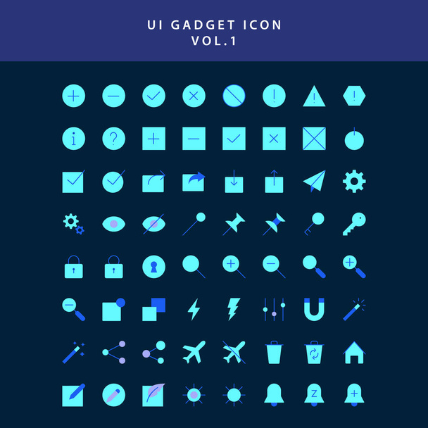 ui gadget icono conjunto de diseño de estilo plano vol 1
 - Vector, Imagen