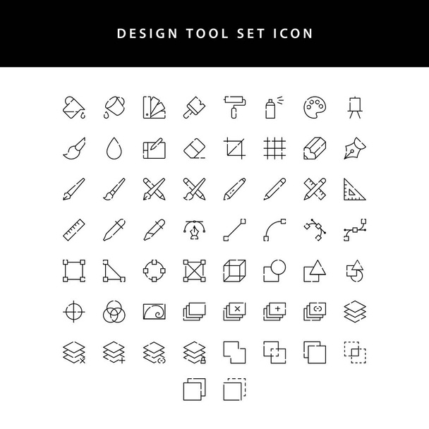 vector illustration icons set of graphic designer items and tools outline icon set - Vector, Image
