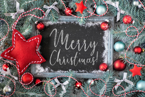 Green, red and silver Christmas background with decorated chalk  - Φωτογραφία, εικόνα