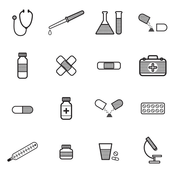 Medical line icon set. Flat vector illustration. - Vecteur, image