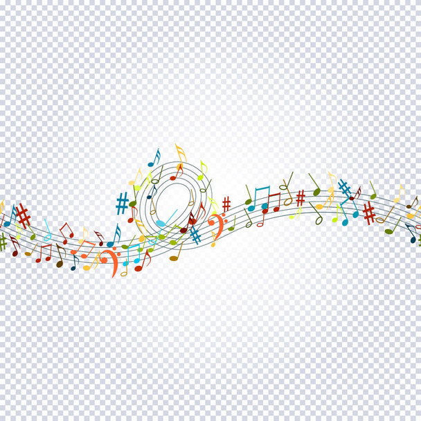 musikalische farbenfrohe Noten nahtloses Muster - Vektor, Bild
