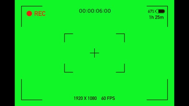 カメラファインダー。カメラ録音ループモードでアルファチャンネル付き画面。クロマキーの背景. - 映像、動画
