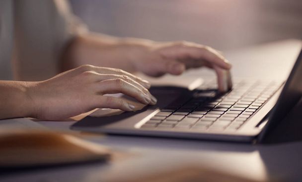 Woman typing on laptop - Photo, Image