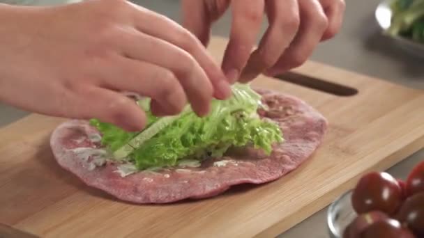 close-up view of preparing food process  - Materiał filmowy, wideo
