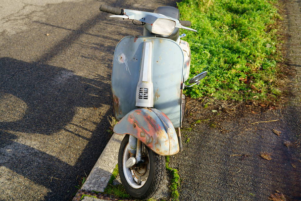 front of old rusty vintage vespa scooter - Photo, Image