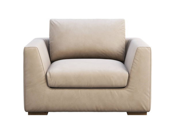 Chalet beige leather upholstery armchair. 3d render. - Photo, Image