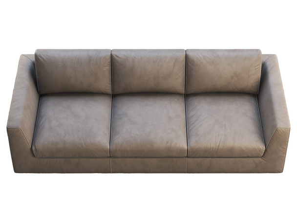 Chalet brown leather upholstery sofa. 3d render. - Photo, Image