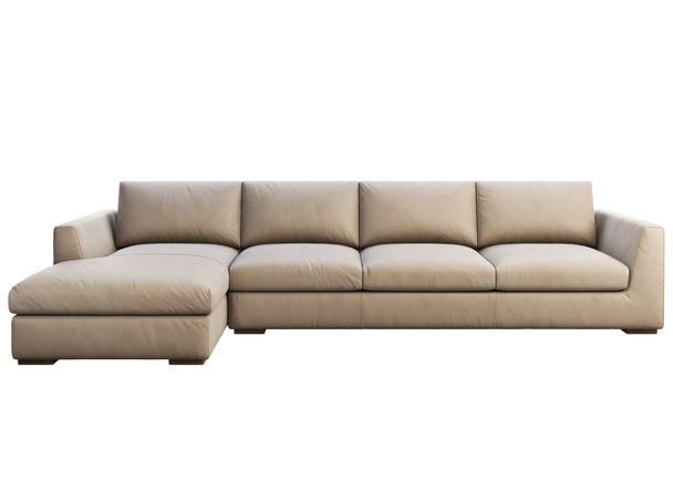 Chalet modulaire en cuir beige rembourré canapé avec chaise longue. 3d rendu
. - Photo, image