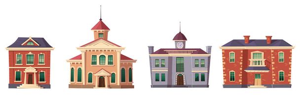 都市レトロ植民地様式の建物漫画 - ベクター画像
