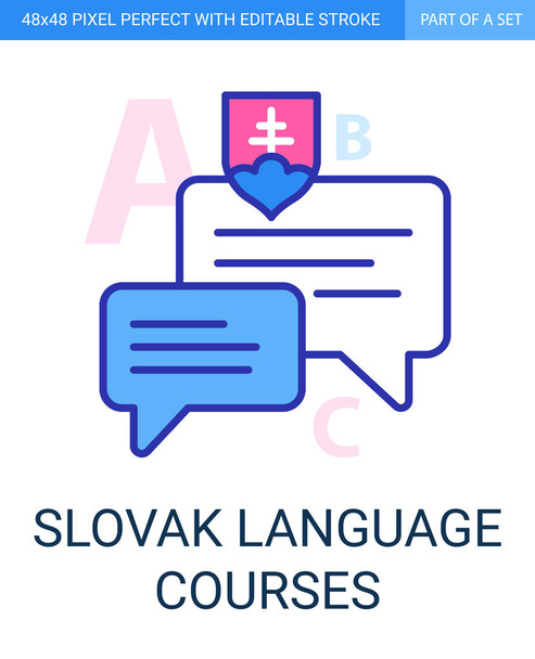 slovenský jazyk kurzy pixel perfektní ikona s editovatelný tah - Vektor, obrázek