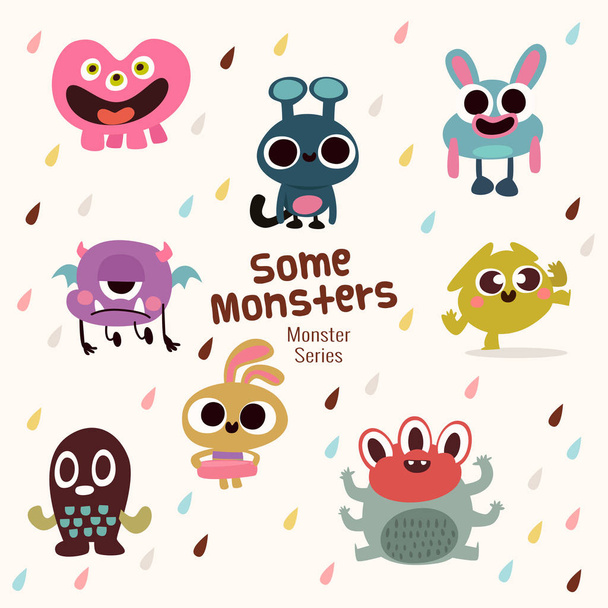 cute monster characters collection with funny expression for kids - Vektor, obrázek