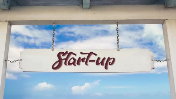 Street Sign the Way to Start-up - Video