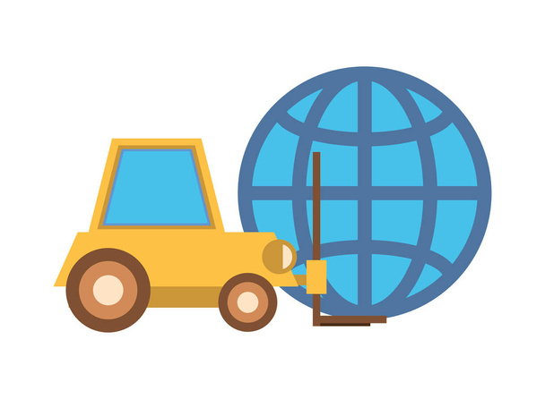 forklift vehicle service with sphere browser - ベクター画像