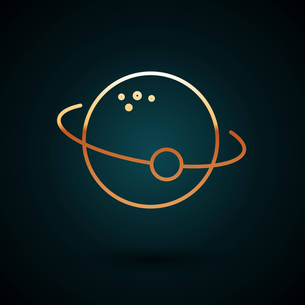 Gouden lijn Planet icoon geïsoleerd op donkerblauwe achtergrond. Vector Illustratie - Vector, afbeelding