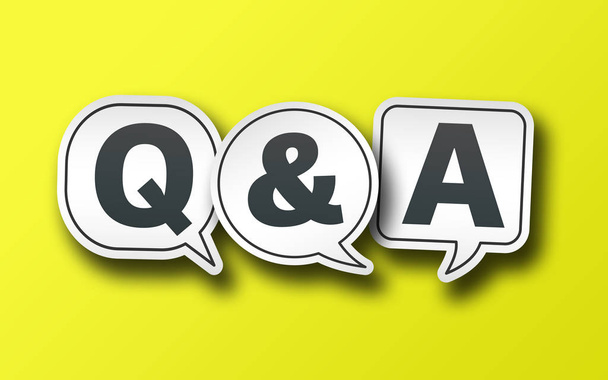 speech bubbles with Q and A on solid yellow background - Photo, Image