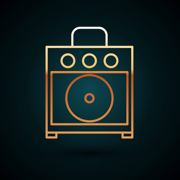 Zlatá čára Kytara zesilovač ikona izolované na tmavomodrém pozadí. Hudební nástroj. Vektorová ilustrace - Vektor, obrázek