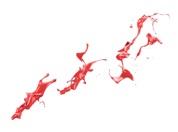 Splashes of red paint are isolated by a white background. 3d ima - Foto, Bild