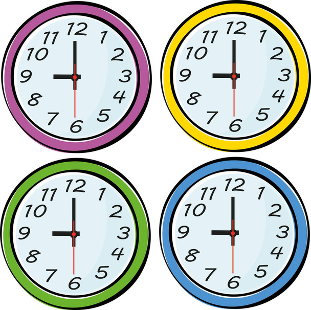 Horloges murales rondes colorées ensemble. - Vecteur, image