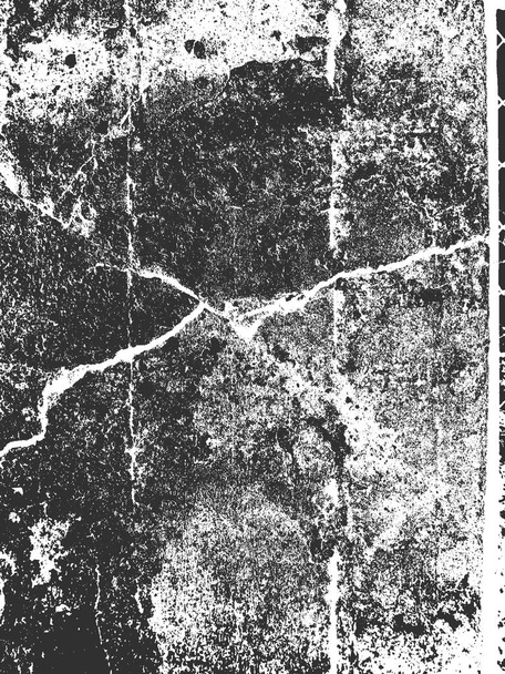 Distress old cracked concrete vector texture. Black and white grunge background. Stone, asphalt, plaster, marble. - Vector, Image