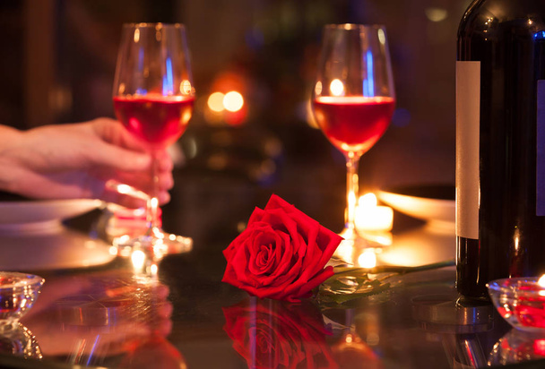 Romantic dinner. Romantic fine dining setting.  - Photo, Image
