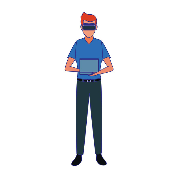 man using technology of augmented reality vector design - Vector, Image