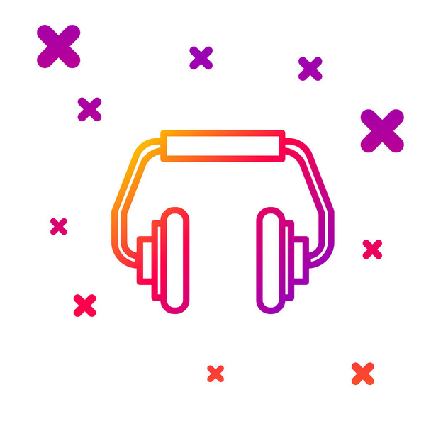 Icono de auriculares de línea de color aislado sobre fondo blanco. Auriculares. Concepto para escuchar música, servicio, comunicación y operador. Gradiente formas dinámicas aleatorias. Ilustración vectorial
 - Vector, imagen