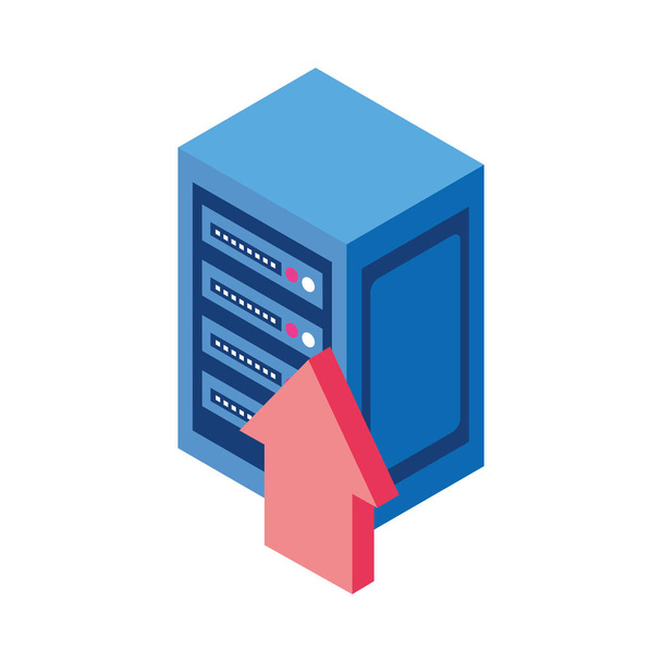 upload arrow and data server center icon - Vector, Image