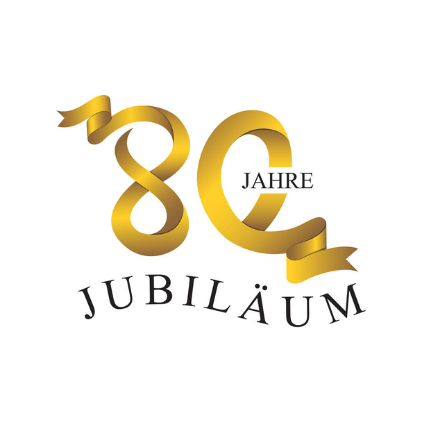 80 jubilaum jahre κορδέλα αριθμό χρυσό χρώμα - Διάνυσμα, εικόνα