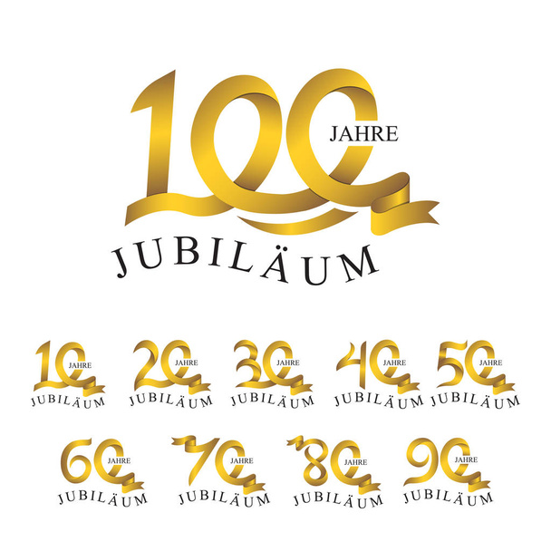 set jubilaum jahre numero del nastro colore oro
 - Vettoriali, immagini