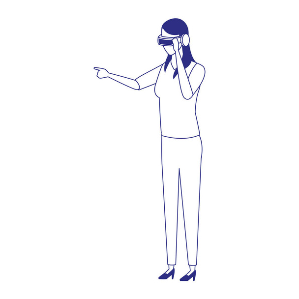 Artırılmış gerçeklik vektör tasarımı teknolojisi kullanan kadın - Vektör, Görsel