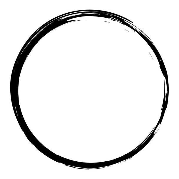 Vector Penseel streken cirkels van verf op witte achtergrond. Inkt hand getekend verf borstel cirkel. Logo, etiket ontwerp element vectorillustratie. Zwarte abstracte grunge cirkel. Frame - Vector, afbeelding