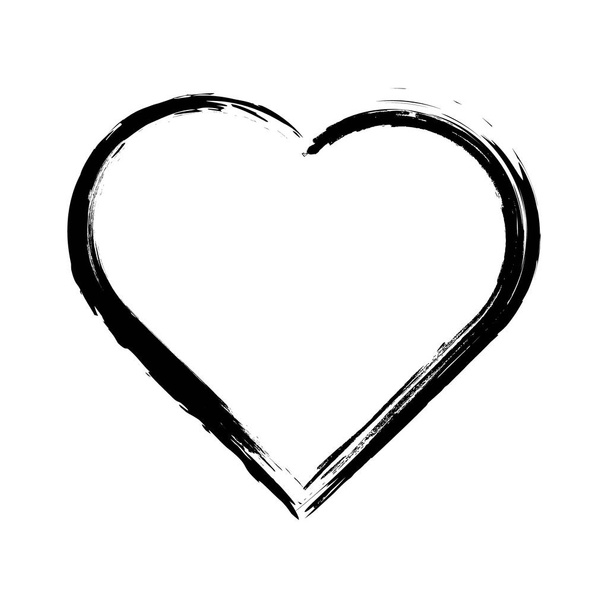 Marco en forma de corazón con pincel aislado sobre fondo blanco. Sellos grunge. Signos del Día de San Valentín. Ilustración vectorial
. - Vector, imagen