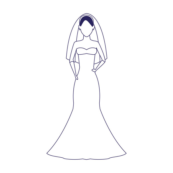 avatar bride with beautiful dress, flat design - Vector, Image