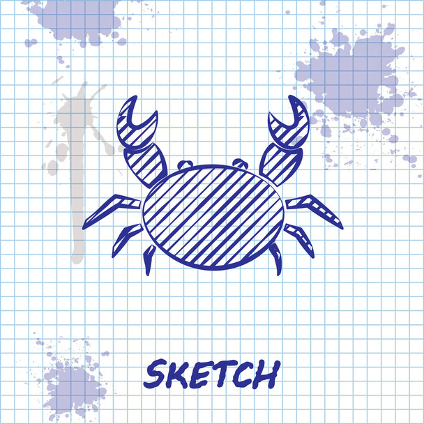 Skizze Linie Krabben Symbol isoliert auf weißem Hintergrund. Vektorillustration - Vektor, Bild