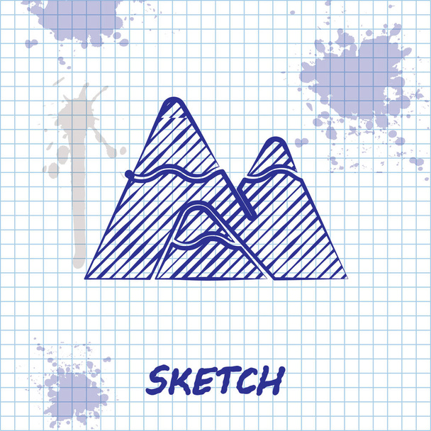 Çizim çizgisi Beyaz arka planda yalıtılmış dağlar simgesi. Zafer veya başarı kavramının sembolü. Vektör İllüstrasyonu - Vektör, Görsel