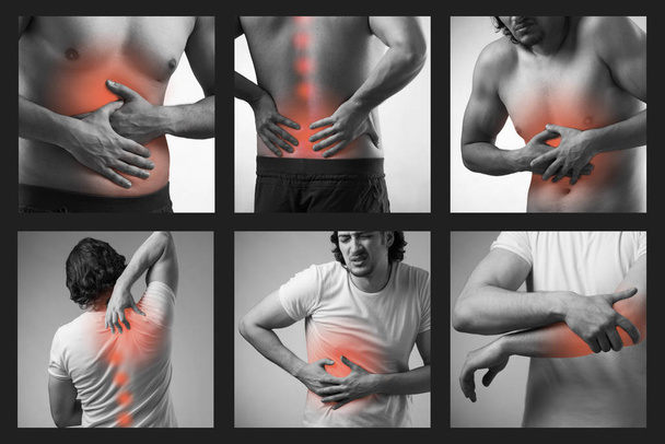 Collage of man suffering from acute pain - Photo, Image