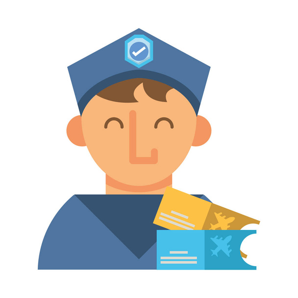 postman worker with tickets flight - Vector, Image