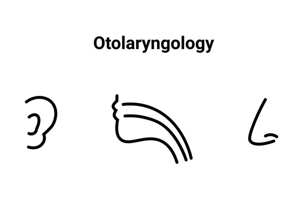 otolaryngologie iconen set, oor, keel, neus - Vector, afbeelding