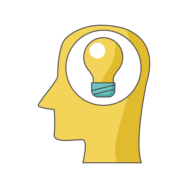 profile head with bulb icon, colorful design - Vector, Image