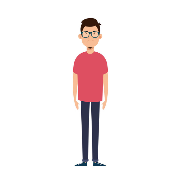 young man with eyeglasses avatar character icon - Vecteur, image