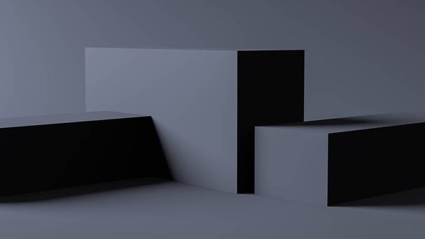 Minimalist Grey Boxs shape scene, 3d rendering. - Фото, зображення