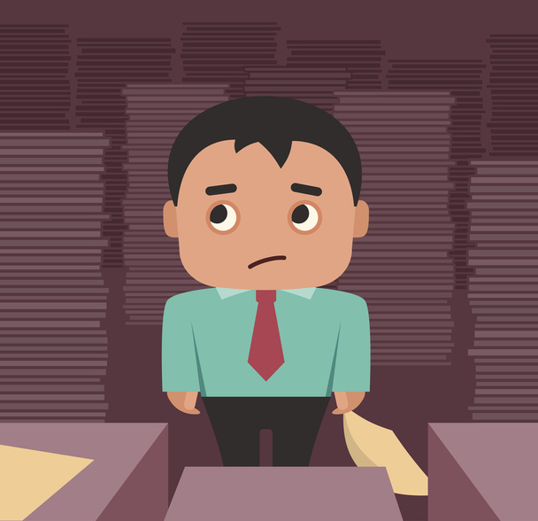 Businessman overhelmed by paperwork - Vector, Image