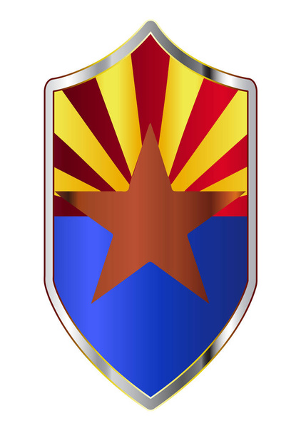 Arizona State Flag op een kruisvaarder Style Shield - Vector, afbeelding