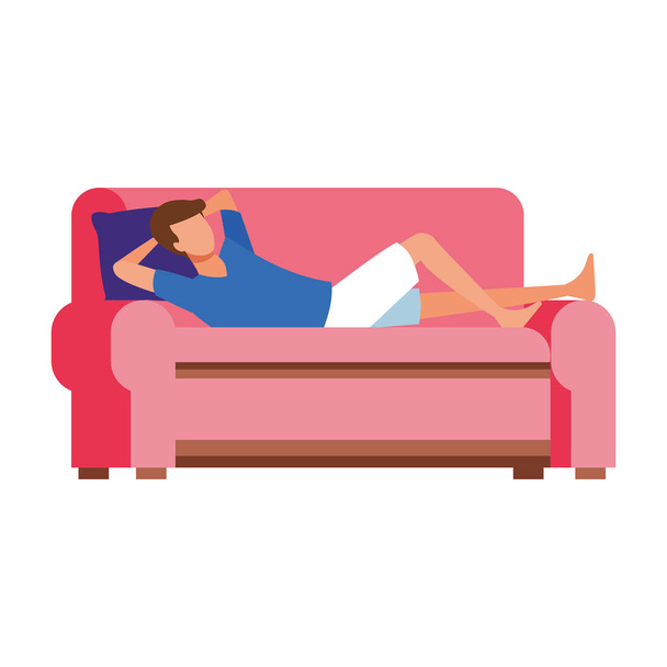 avatar deitado homem no sofá ícone
 - Vetor, Imagem