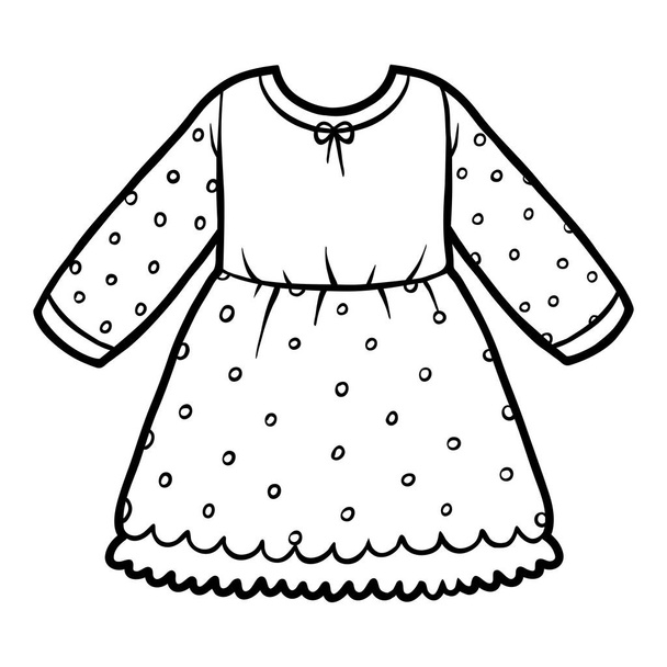 Coloring book, Dress with polka dots - Vector, Image