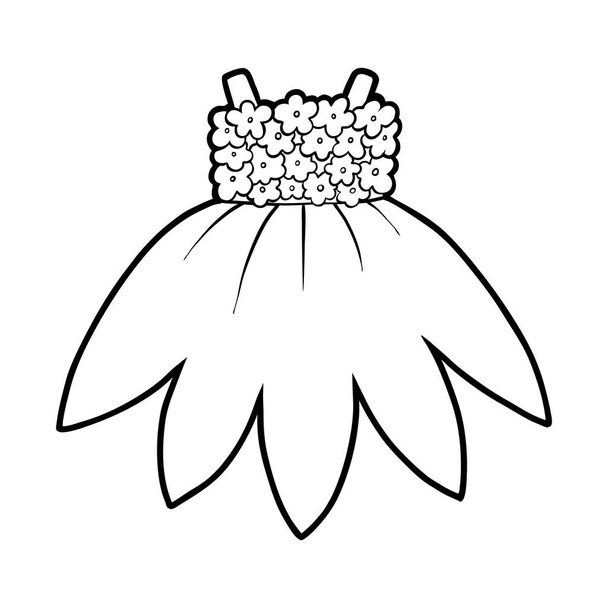 Coloring book, Dress with flowers - Vector, Image