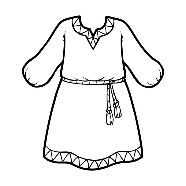 Coloring book, ethnic dress - Vector, Image