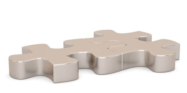 Symbole de puzzle en métal Isolé en fond blanc. Illustration 3d
 - Photo, image